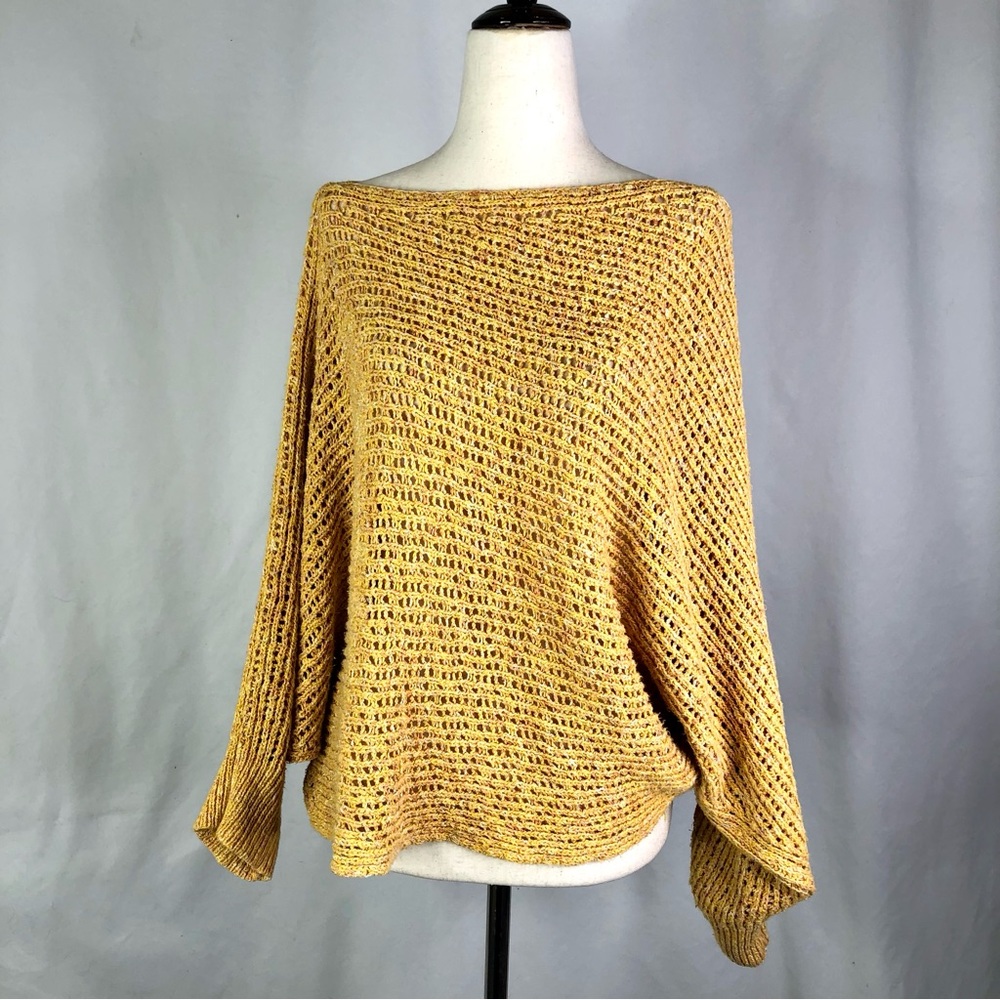 Free People Mustard Knit Poncho